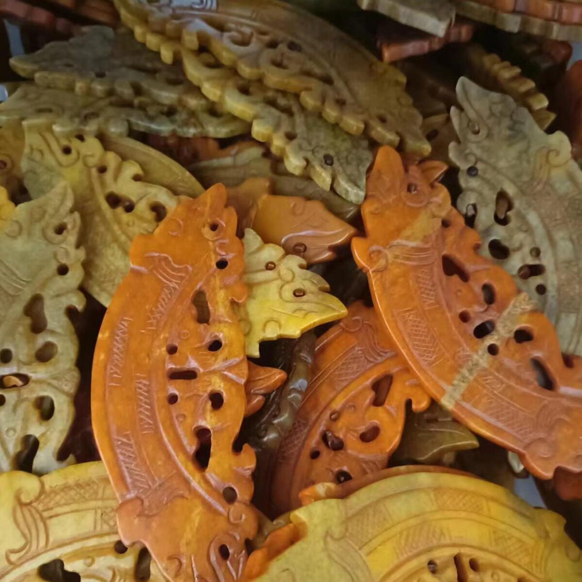 仿古岫玉腰牌玉皇挂件古玉老玉复古做旧古玩玉器玉壁把件收藏玉石