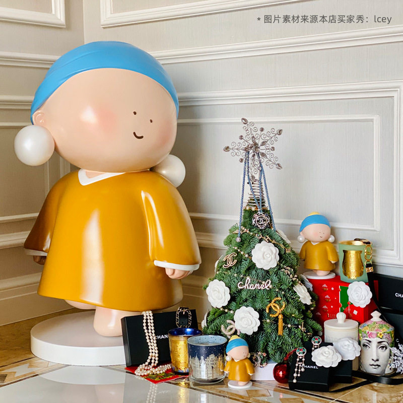 大艺术家潮玩手办 戴珍珠耳环的少女客厅轻奢落地大摆件图片