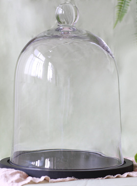 北欧花大号木底托玻璃婚鞋罩藏婚鞋盒子水晶铃铛家居装饰摆件