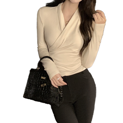 新款设计感长袖气质加绒加厚T恤