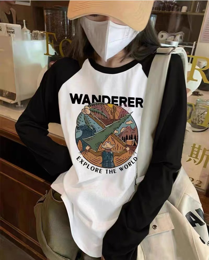 美式复古上衣长袖通勤