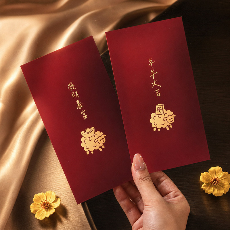 千元春节压岁包烫金羊年2027过新年利是封通用发财暴富定制红包