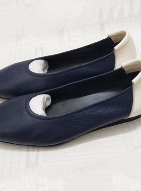 梁雅氏邦女鞋2022新款秋鞋平底胖脚宽肥瓢鞋拼色软底浅口单鞋女