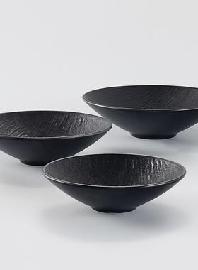 凯柏雅密胺黑色浅口碗斗笠尖底沙拉碗凉皮拌面碗菜碗面碗日式商用