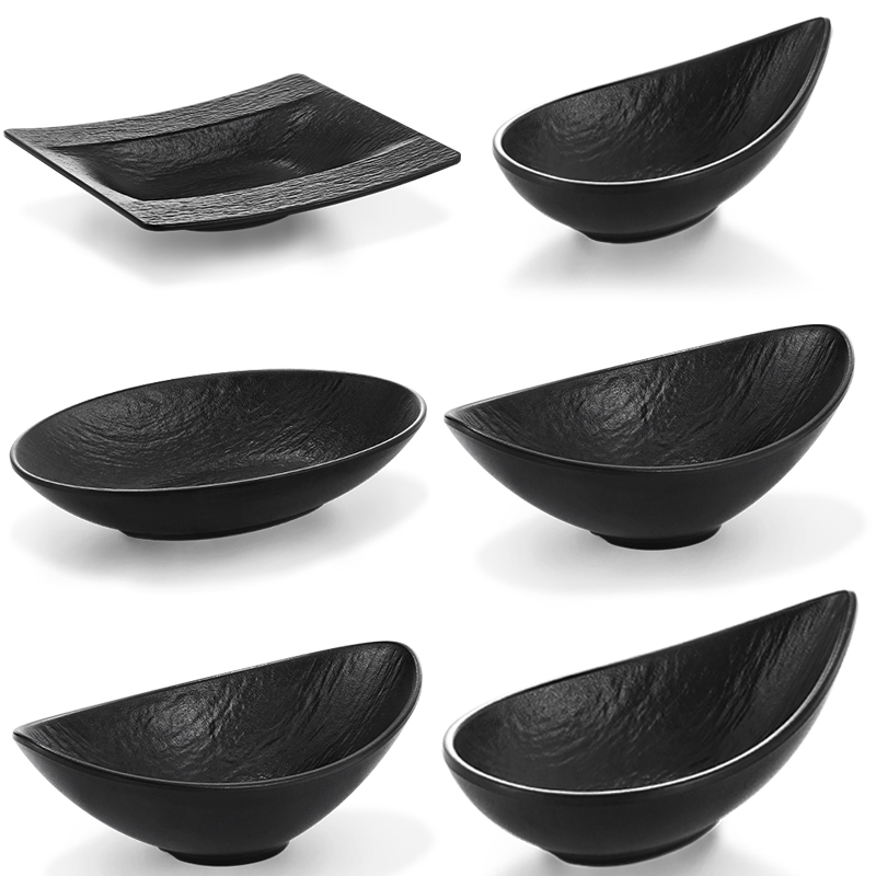 日式黑色凉菜盘小吃盘火锅配菜盘