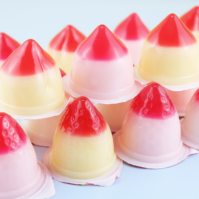 双层双色果冻小仙桃造型果冻草莓果味1-5斤散装整箱批发儿童零食