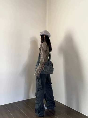 Ретро сумка на одно плечо, джинсовый вместительный и большой шоппер, сумка через плечо