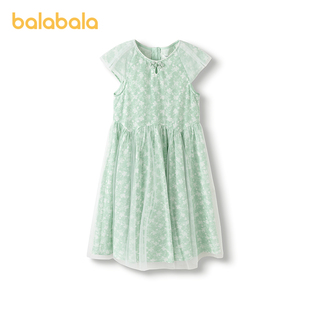 【商场同款】巴拉巴拉女童裙子儿童连衣裙2025夏新中式轻纱旗袍裙