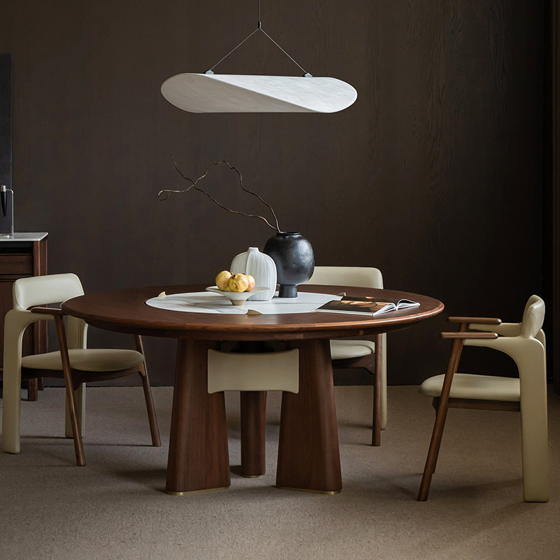 致家家居实木圆形餐桌旋转圆盘