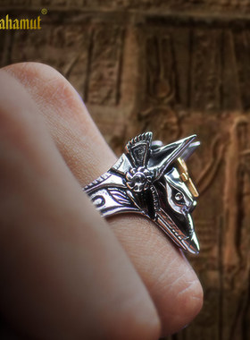 埃及死神胡狼神阿努比斯戒指男潮钛钢朋克狼头指环个性小众配饰