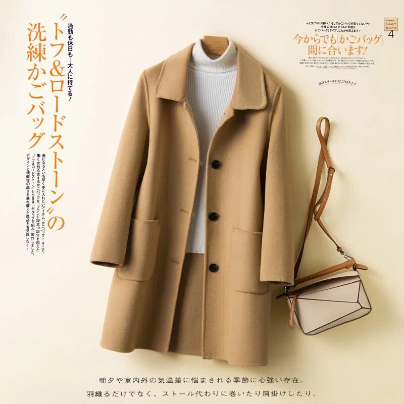 毛呢外套女中长款2026秋冬新款韩版宽松大码女装显瘦呢子大衣