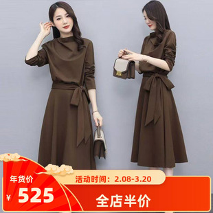 长袖连衣裙2025春秋新款薄款高端早秋爆款高领今年流行裙子春秋潮