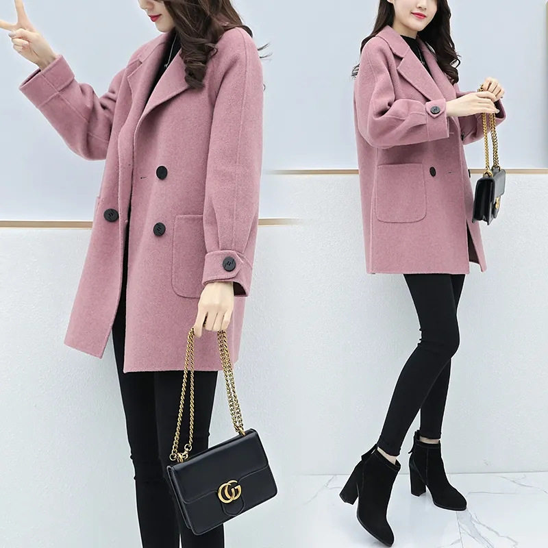 小个子毛呢外套女2026秋冬季新款大码宽松显瘦中长款大衣毛呢外套