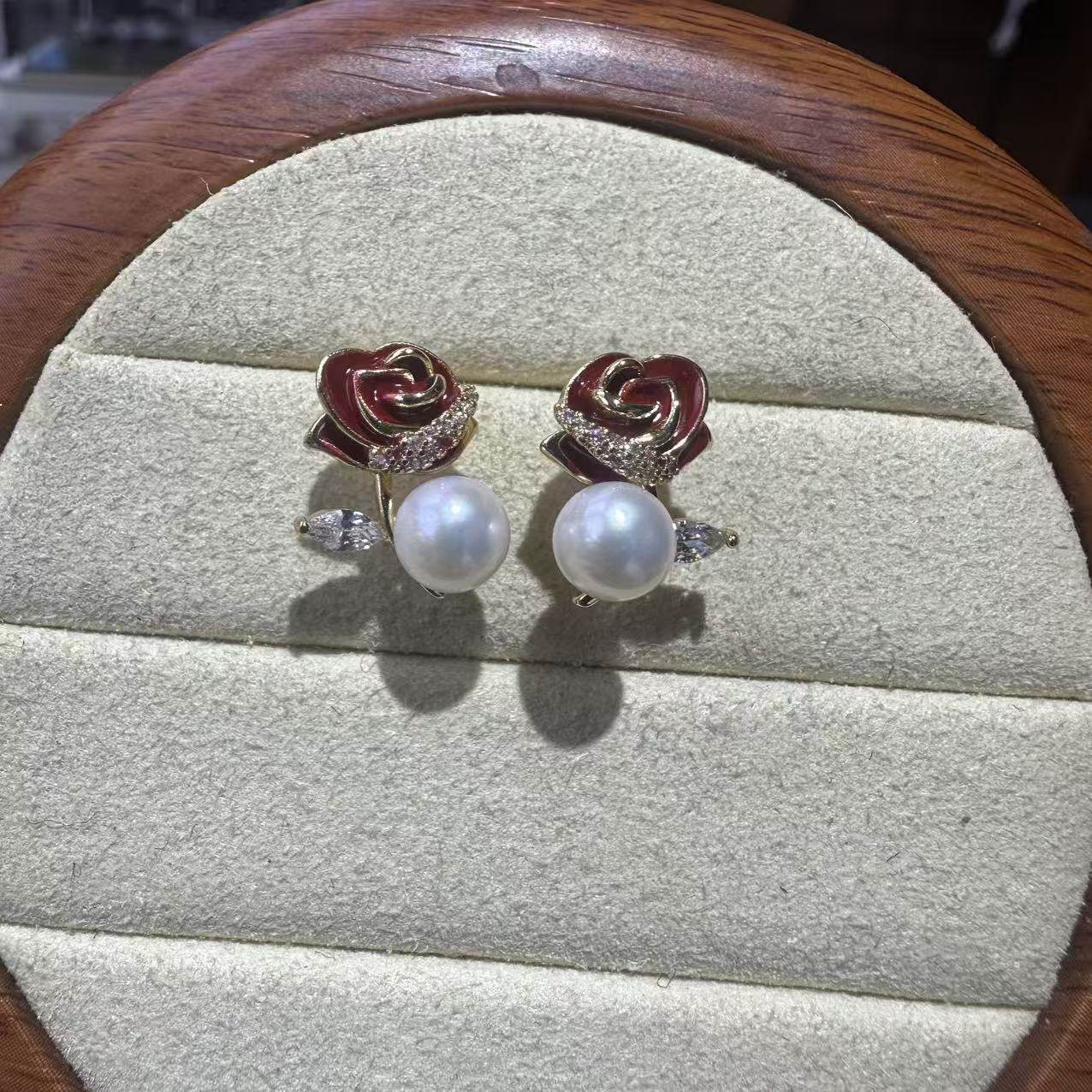 合金玫瑰花6-7MM淡水珍珠耳钉 ED2391,珠宝/钻石/翡翠,颈饰,淘宝优惠券,粉丝福利购,淘宝优惠卷