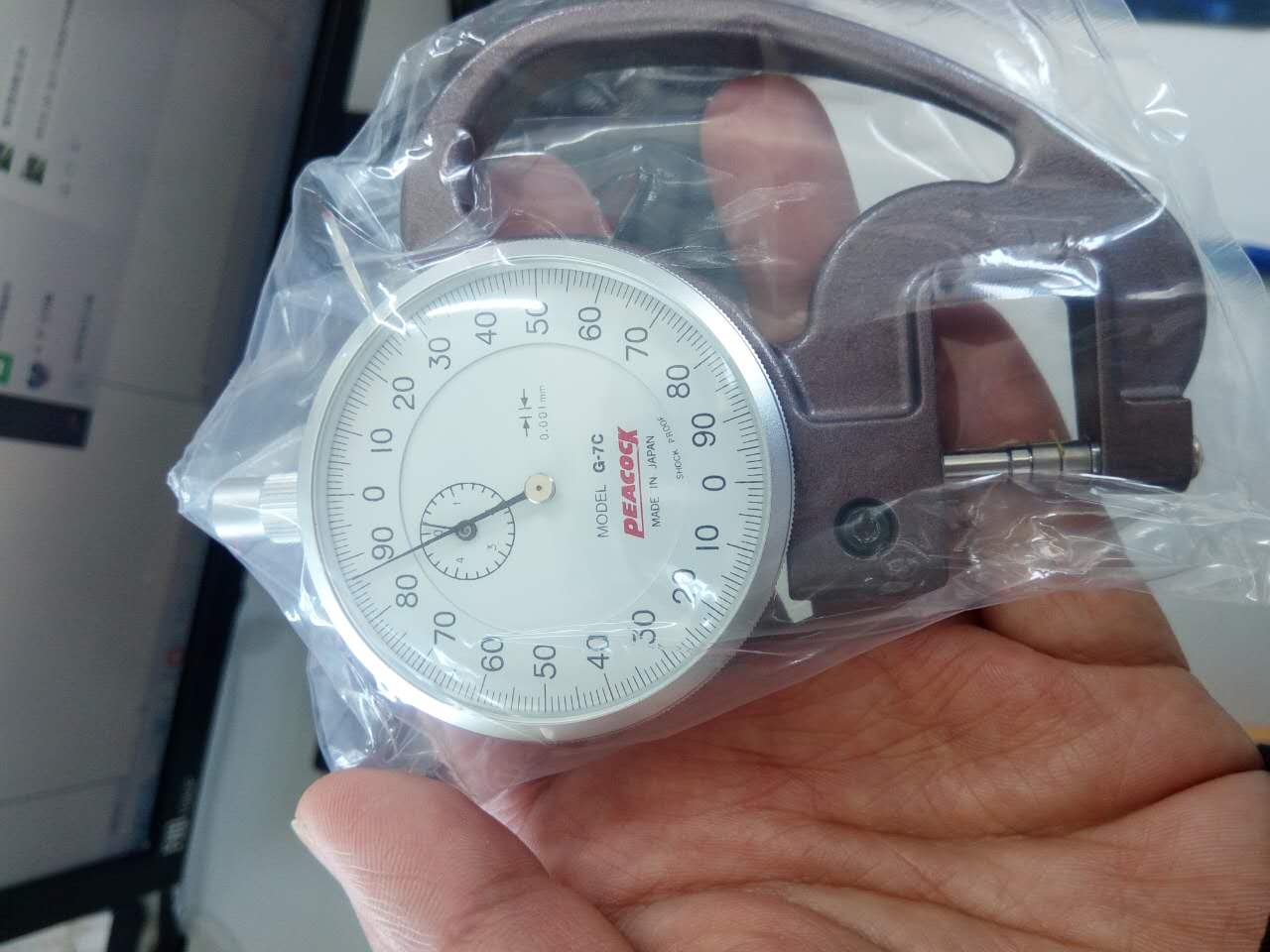 日本PEACOCK/尾崎孔雀 G-7C测厚仪测厚规 0-5MM0.001mm千分厚薄表