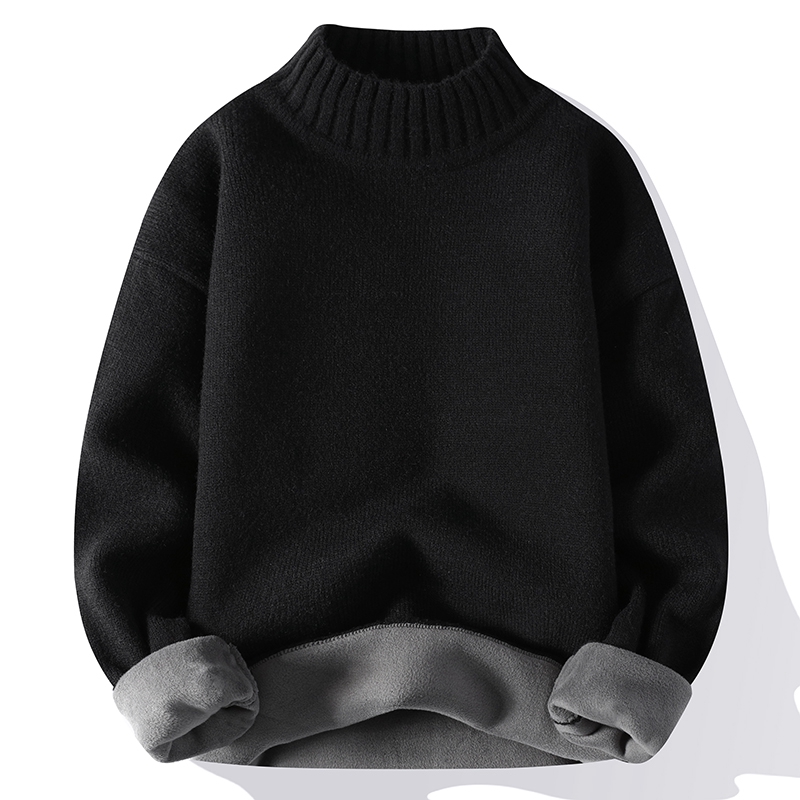 侨迪蒙拉套头针织半高领一体绒