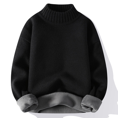 侨迪蒙拉套头针织半高领一体绒