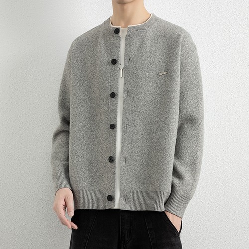 侨迪蒙拉男士新款春秋季纽扣针织开衫时尚百搭线衣外套秋冬毛衣