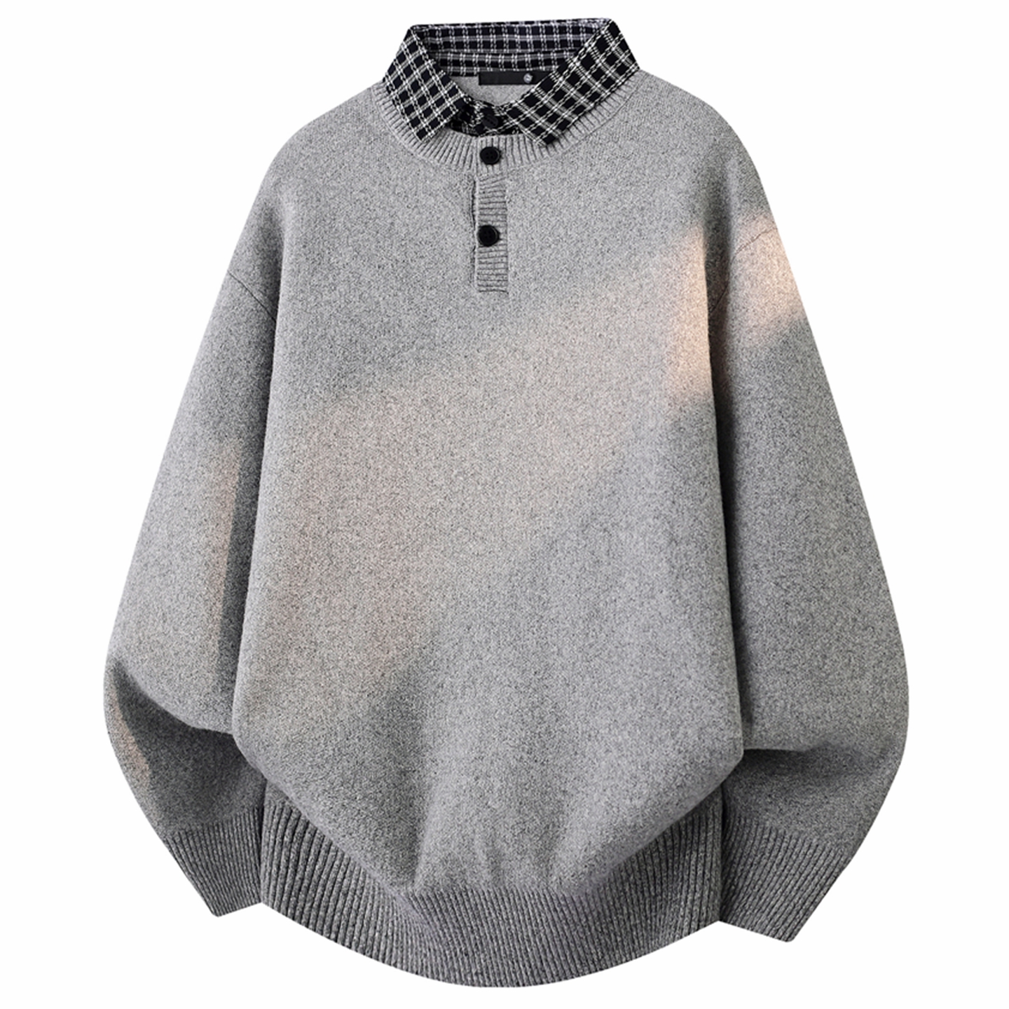 侨迪蒙拉轻奢高端衬衫领男士秋冬季针织衫加厚保暖高端打底潮毛衣