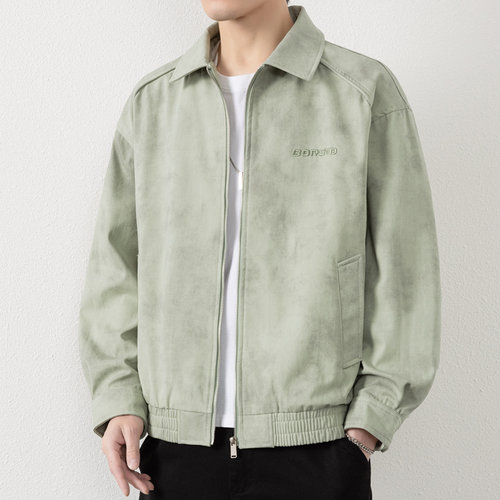 侨迪蒙拉高端纯棉2025年新款春秋季男士翻领外套男时尚工装夹克衫