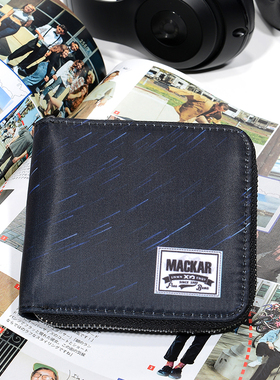 Mackar潮牌帆布钱包男短款拉链个性创意韩版潮流青年大学生小钱夹