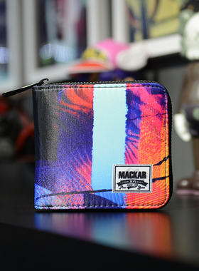 Mackar潮牌帆布零钱包男女横短款拉链青年个性创意潮人学生小钱夹