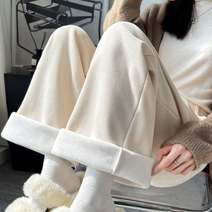 阔腿裤 灯芯绒西装 棕色小个子休闲秋冬加绒直筒窄版 子女2025新款 裤