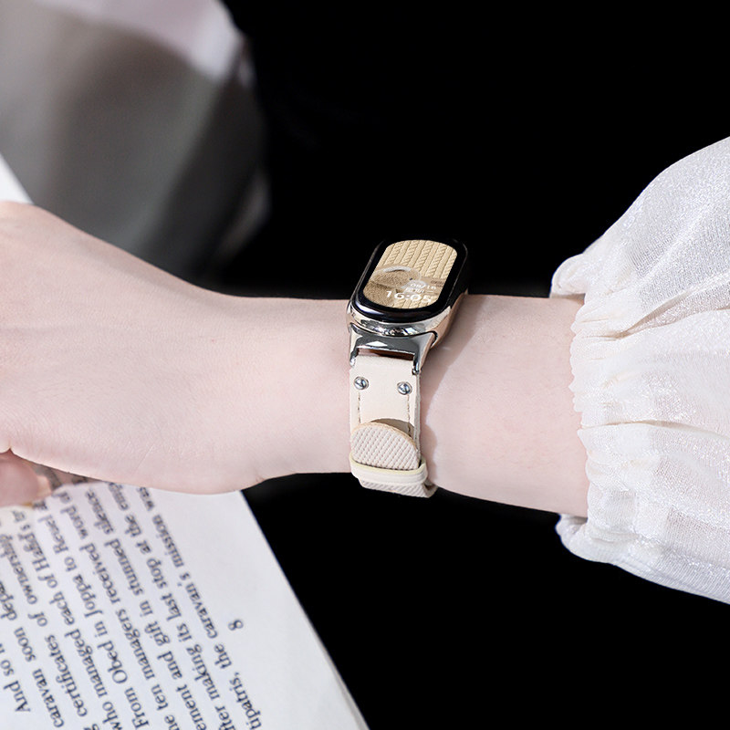 适用小米智能手环9/8表带手环7腕带NFC版真皮表带3/4/5/6/7代保护壳编织拼接尼龙男女生夏天配件