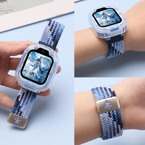 适用小米米兔儿童手表表带C7A/7X/6C/5C/4X尼龙编织磁吸Redmi红米腕带小寻电话yes3pro透气替换带15/17mm配件