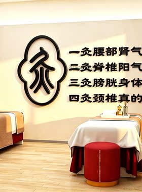 养生足疗浴店装饰中医馆文化背景墙面美容院形象楼梯按摩挂画网红
