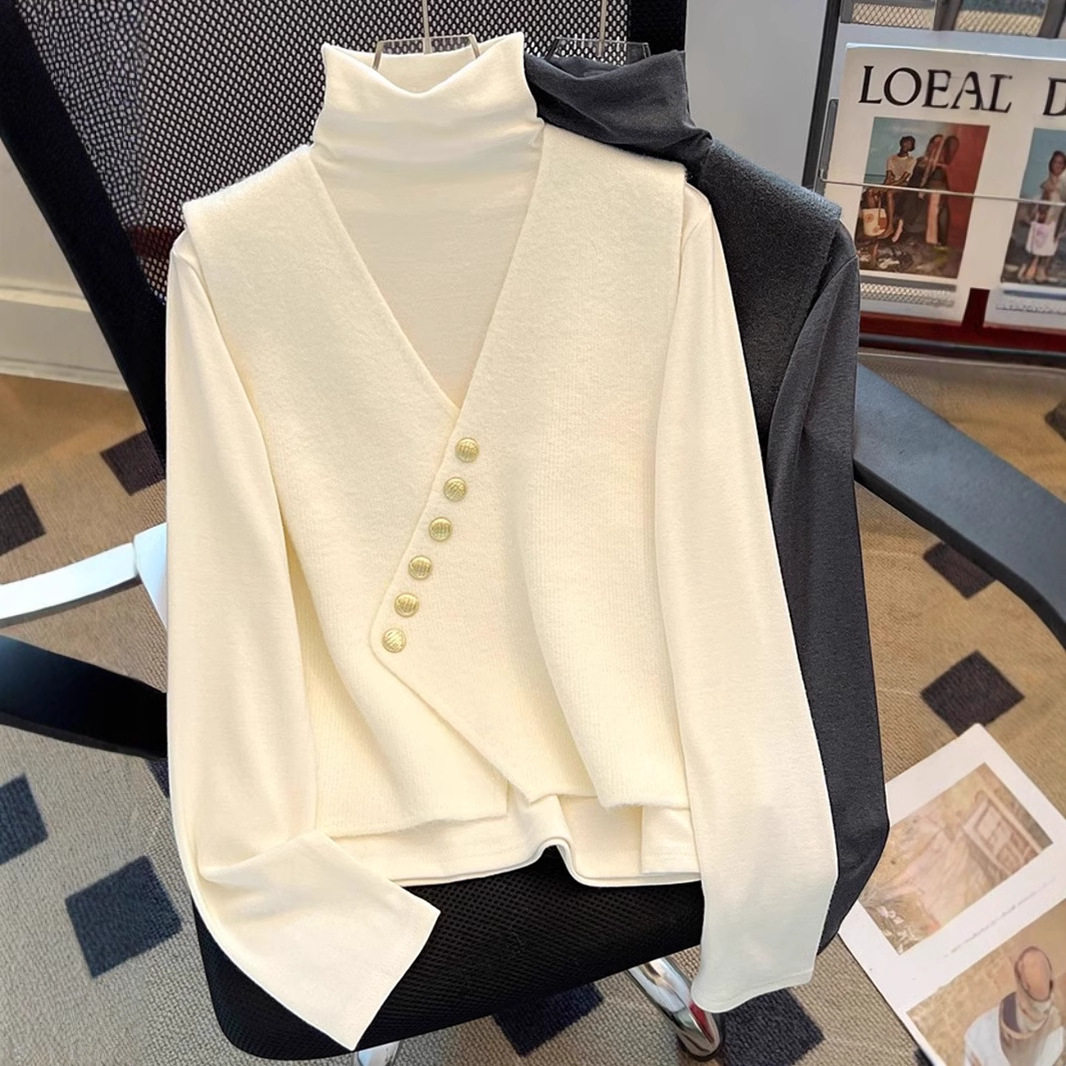 V领斜扣宽松显瘦马甲女春秋叠穿坎肩券后62.55元