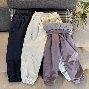 儿童山系加绒冲锋裤25秋冬中大童加厚保暖长裤男女童运动裤登山裤