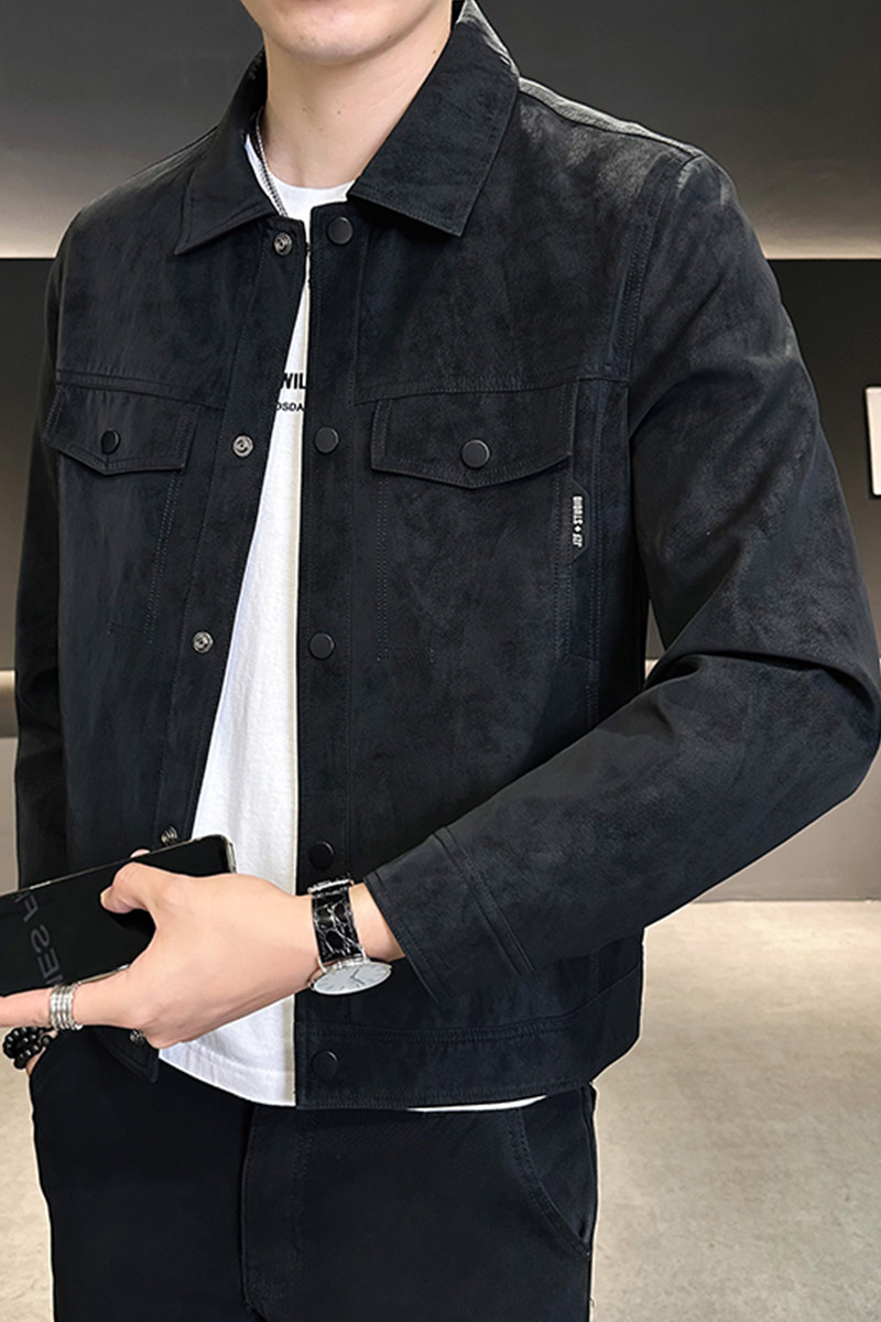 夹克男2025新款秋季翻领潮牌麂皮男装外套上衣服A313-PY58-P145,男装夹克,电商A313