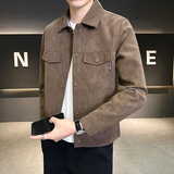 夹克男2025新款秋季翻领潮牌麂皮男装外套上衣服A313-PY58-P145，男装夹克，电商A313