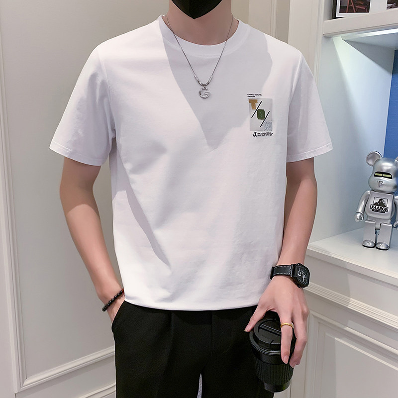 2023新款夏季短袖T恤男潮牌印花圆领半袖体恤A313-5822-P48,男装T恤,电商A313