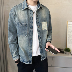 水洗牛仔夹克外套男2025新款秋季复古休闲男装上衣A313-3307-P115图片