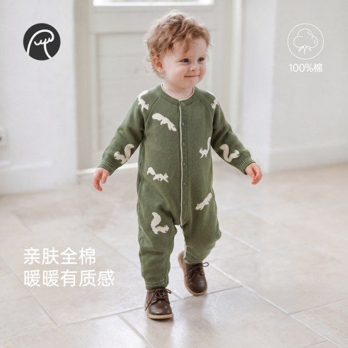 乖奇熊婴儿纯棉连体哈衣保暖冬季