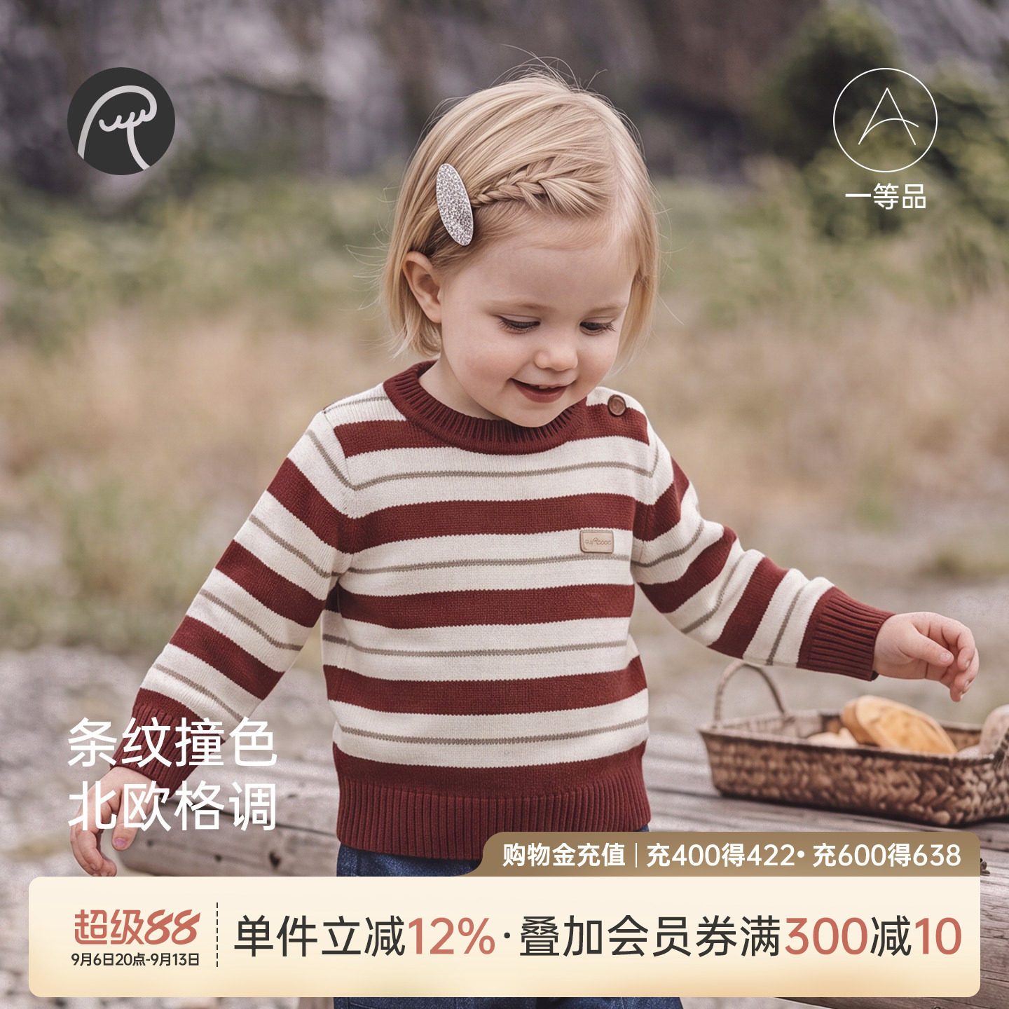 乖奇熊男女童长袖套头毛衣秋冬季