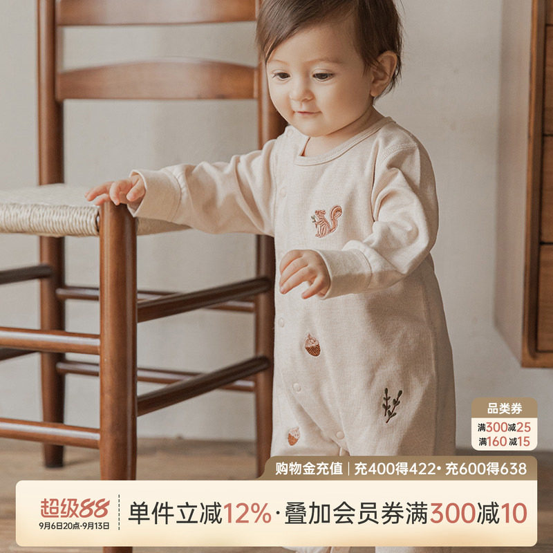 乖奇熊婴儿宝宝春秋季纯棉连体衣图片