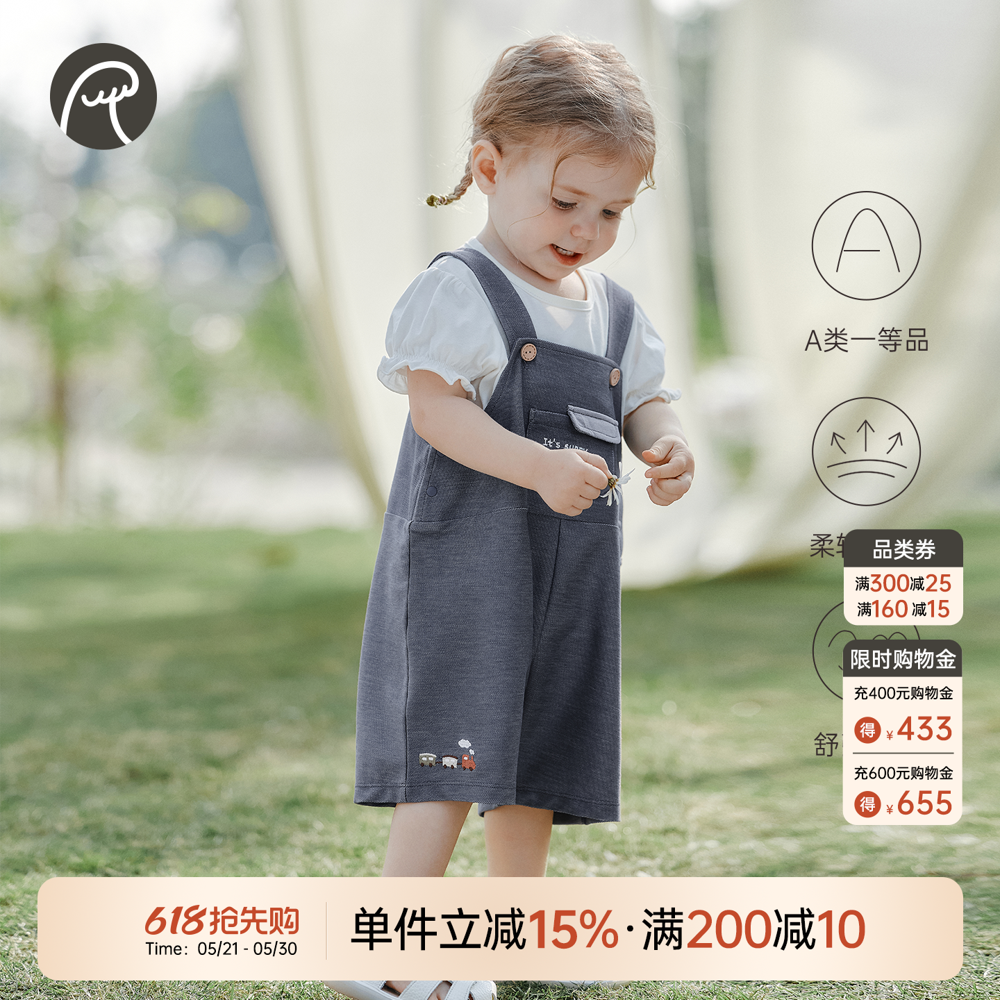 男女宝宝牛仔背带裤夏季婴幼儿连体短裤薄款儿童弹力裤子外出洋气