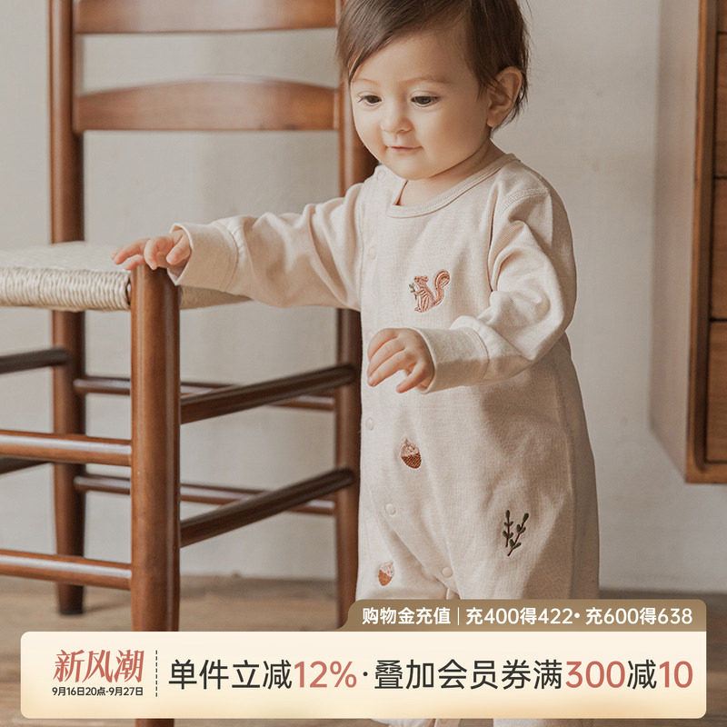 乖奇熊婴儿宝宝春秋季纯棉连体衣图片