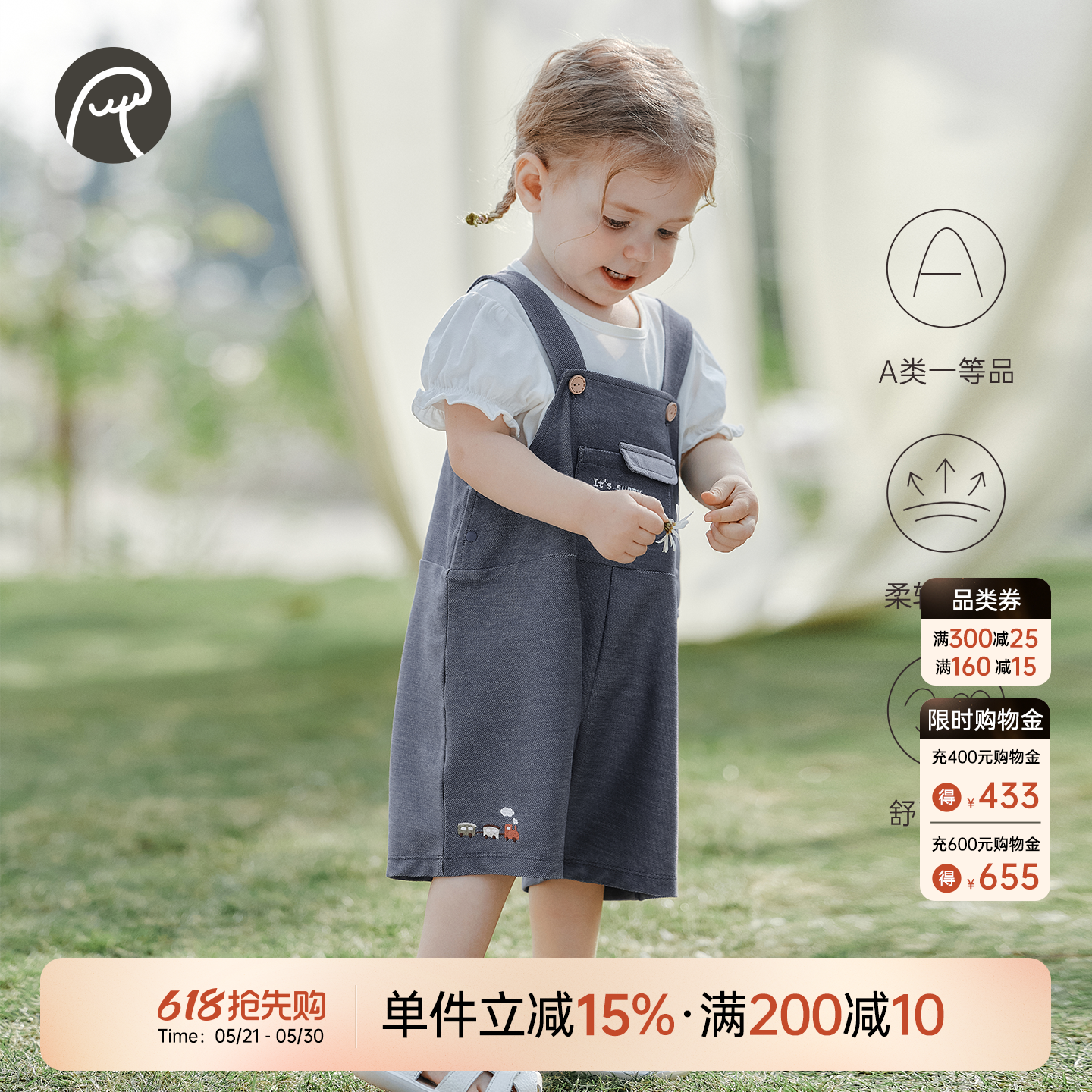 男女宝宝牛仔背带裤夏季婴幼儿连体短裤薄款儿童弹力裤子外出洋气