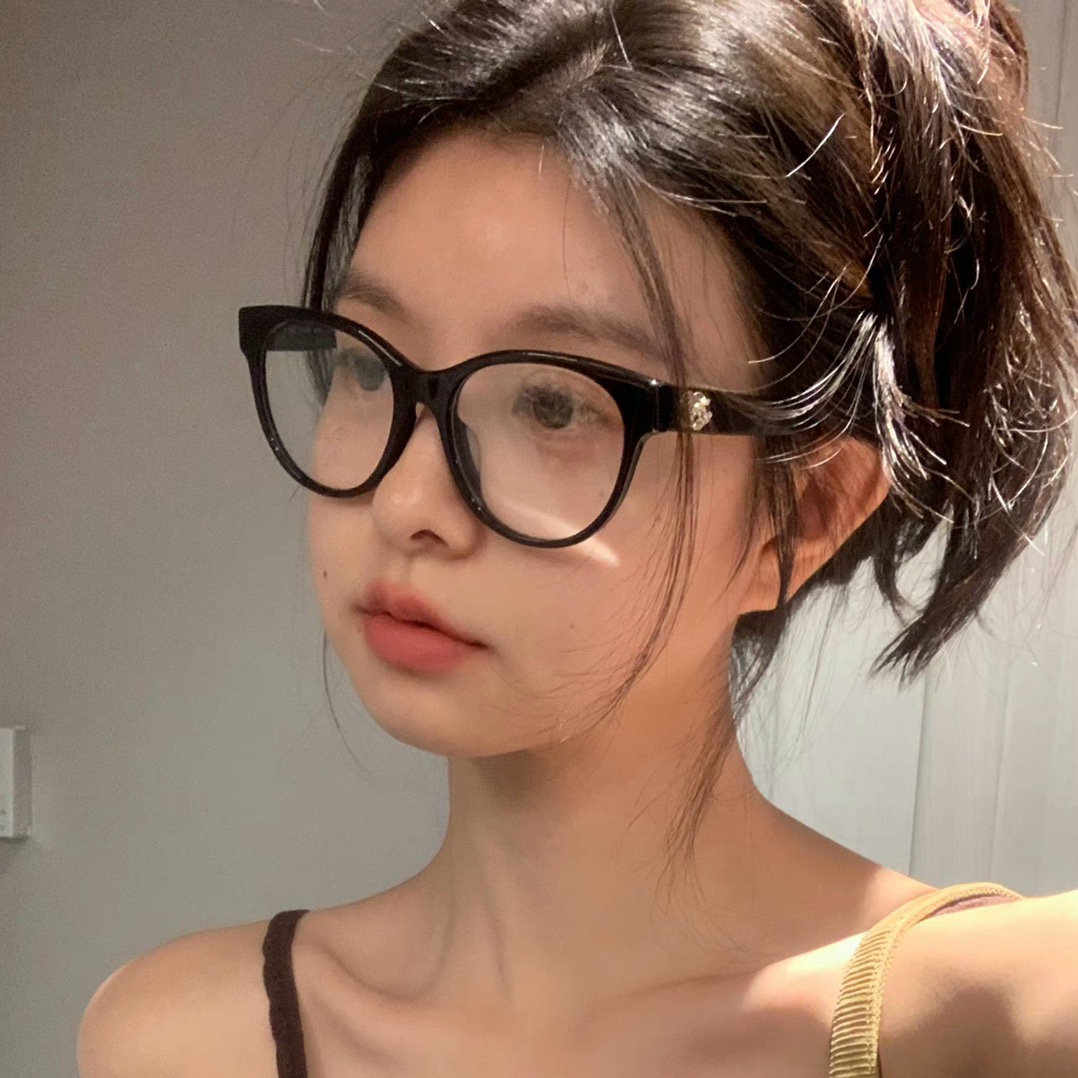 小香眼镜框女近视眼镜架男防蓝光变色镜大脸显瘦黑框素颜镜CH3431
