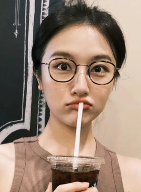 日系手作纯钛眼镜框女近视眼镜男钛架超轻防蓝光变色镜复古ALCOR