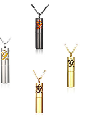 瑜伽om圆柱形精油香薰符号项链