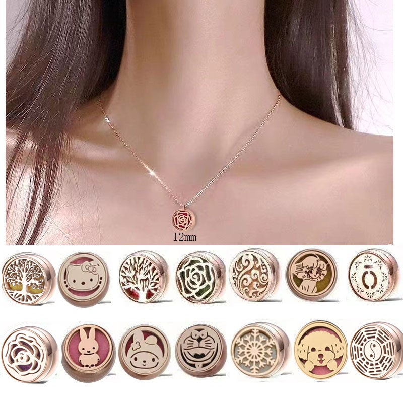 钛钢镂空精油香薰扣吊坠美乐家