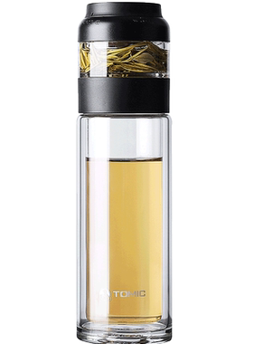 特美刻茶水分离防烫双层玻璃杯
