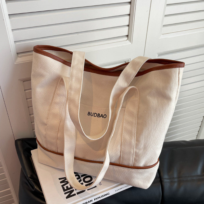 日系帆布包女通勤上班包大容量单肩布袋包2020年新款大学生上课包