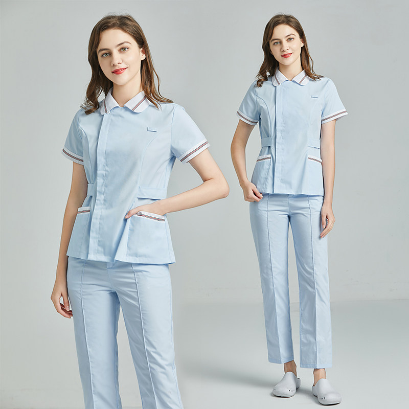 护士服装分体短袖套装蓝护理夏季工作服药房口腔美容整形体检医护