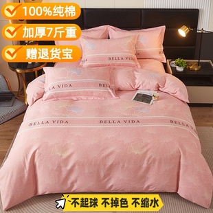 高档全棉加厚磨毛四件套2025新款100%纯棉床单笠被套春秋床上用品